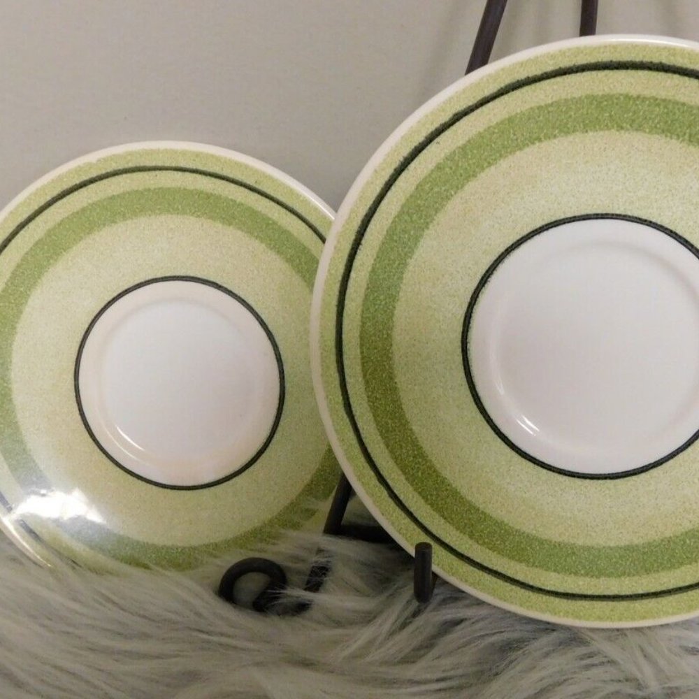 VTG Taylor Smith Green Span 6" Saucers Plate Set of 2